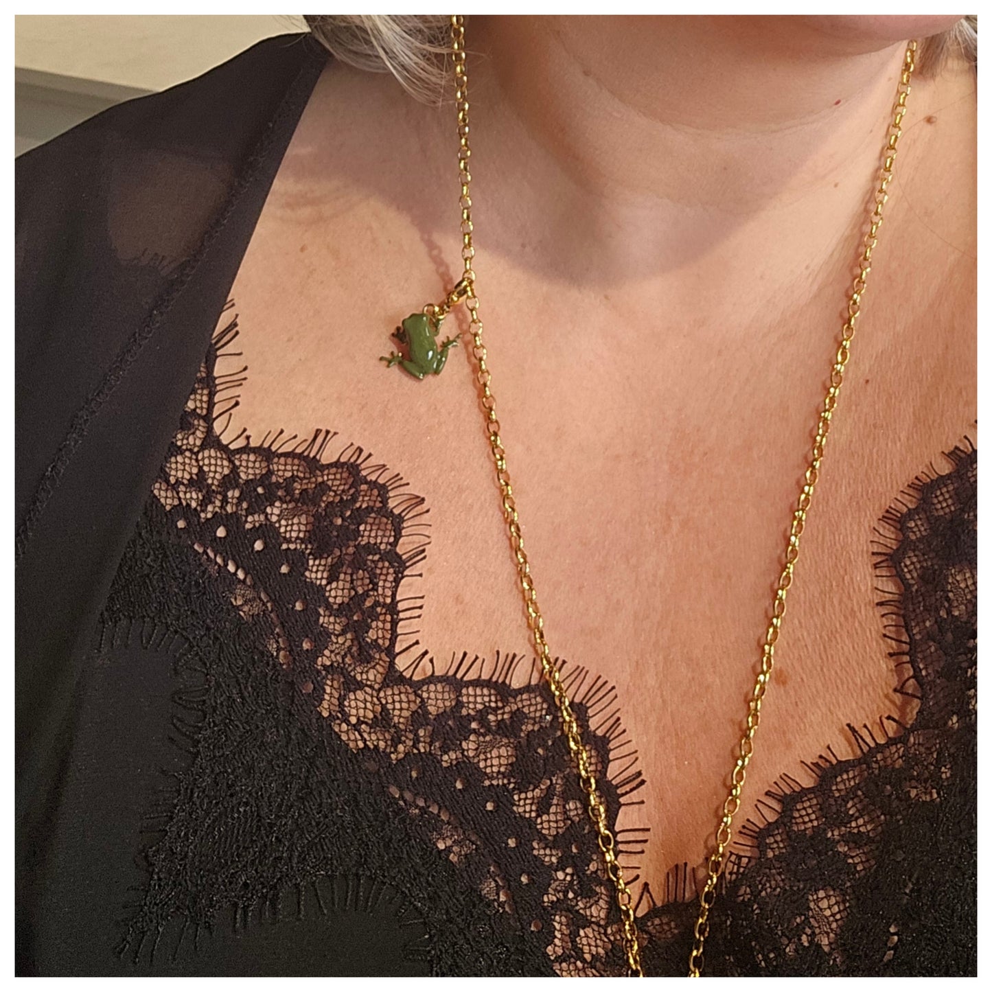 Breloque grenouille verte