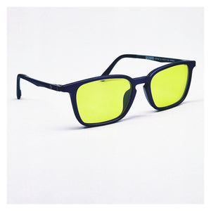 Lunettes Homme antireflet anti-lumière bleue + clip solaire polarisé + clip jaune pour conduite de nuit.