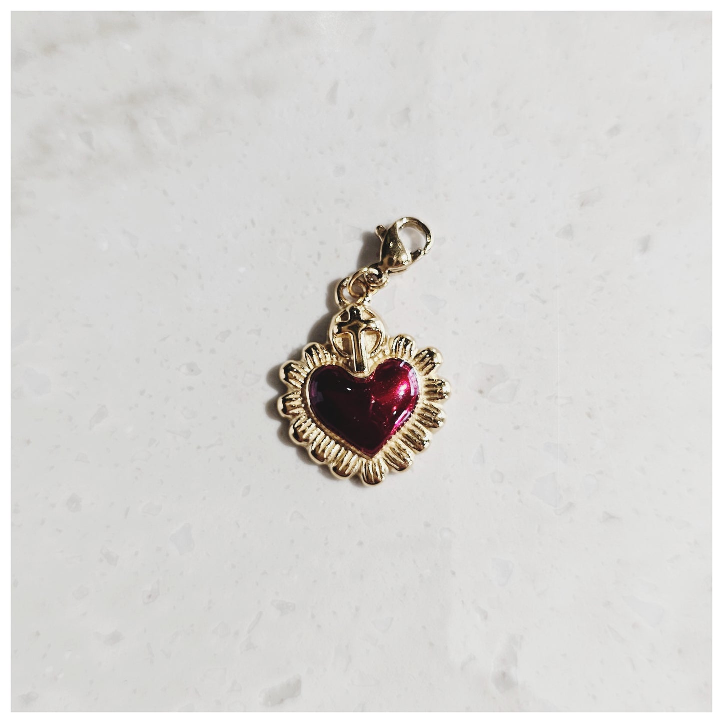 Breloque cœur rouge et doré