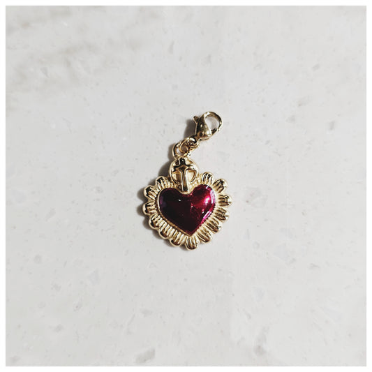 Breloque cœur rouge et doré