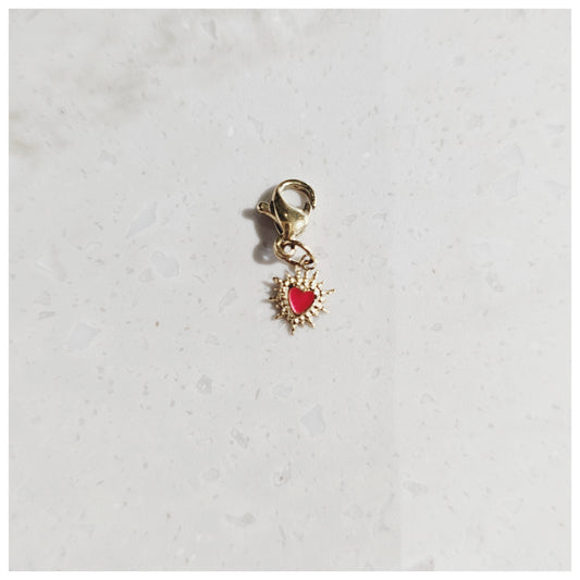 Breloque cœur rouge et doré