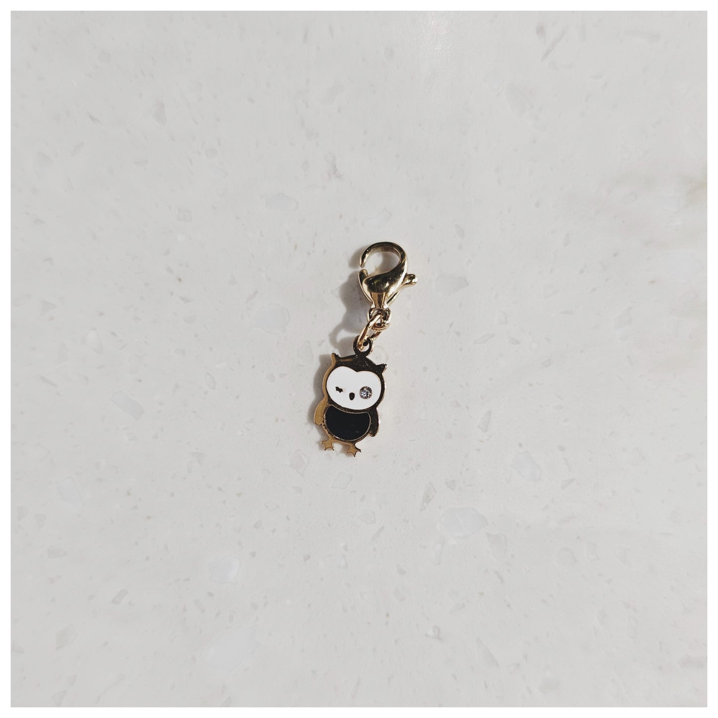 Breloque hibou noir et blanc