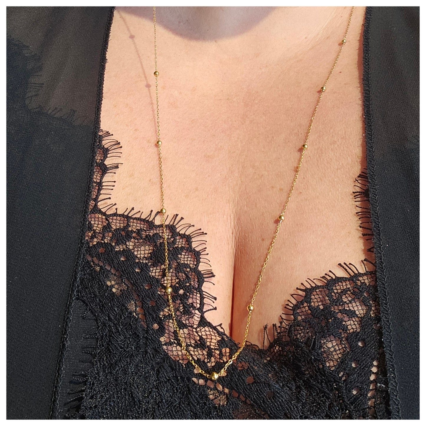Chaîne de lunettes dorée boules acier inoxydable compatible avec breloques