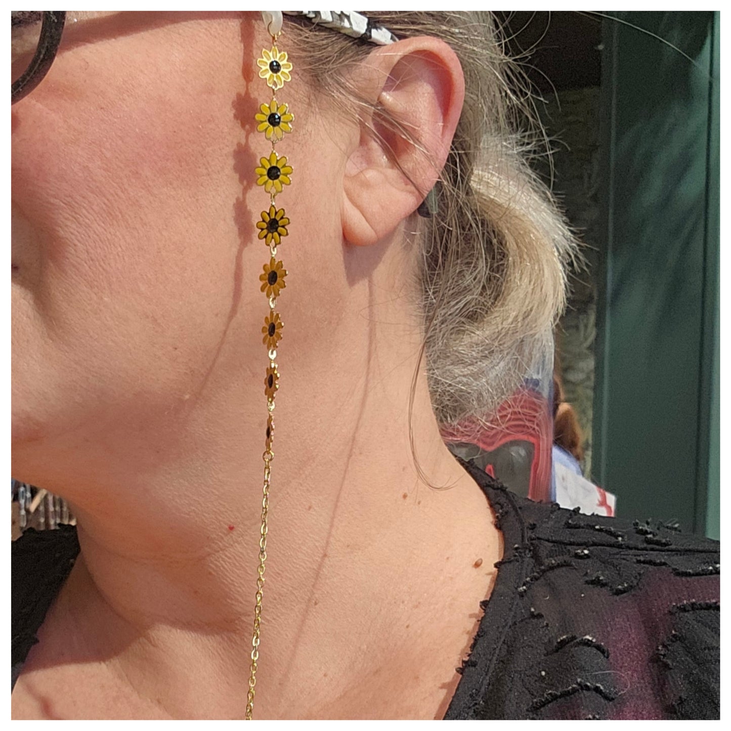 Chaîne de lunettes 8 fleurs acier inoxydable